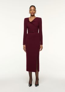 Side Pleat Cowl Neck Dress