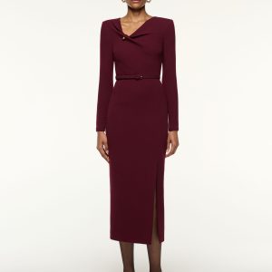 Side Pleat Cowl Neck Dress