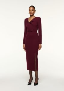 Side Pleat Cowl Neck Dress