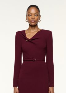 Side Pleat Cowl Neck Dress