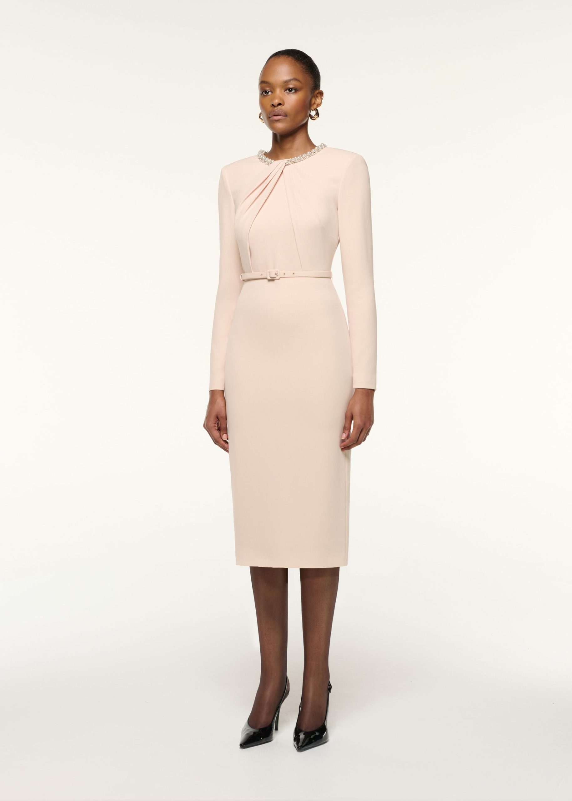 Beige Sheath Dress
